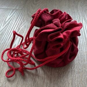 MELE Red Satin Drawstring Jewelry Pouch Travel Storage Organizer Bag NWT